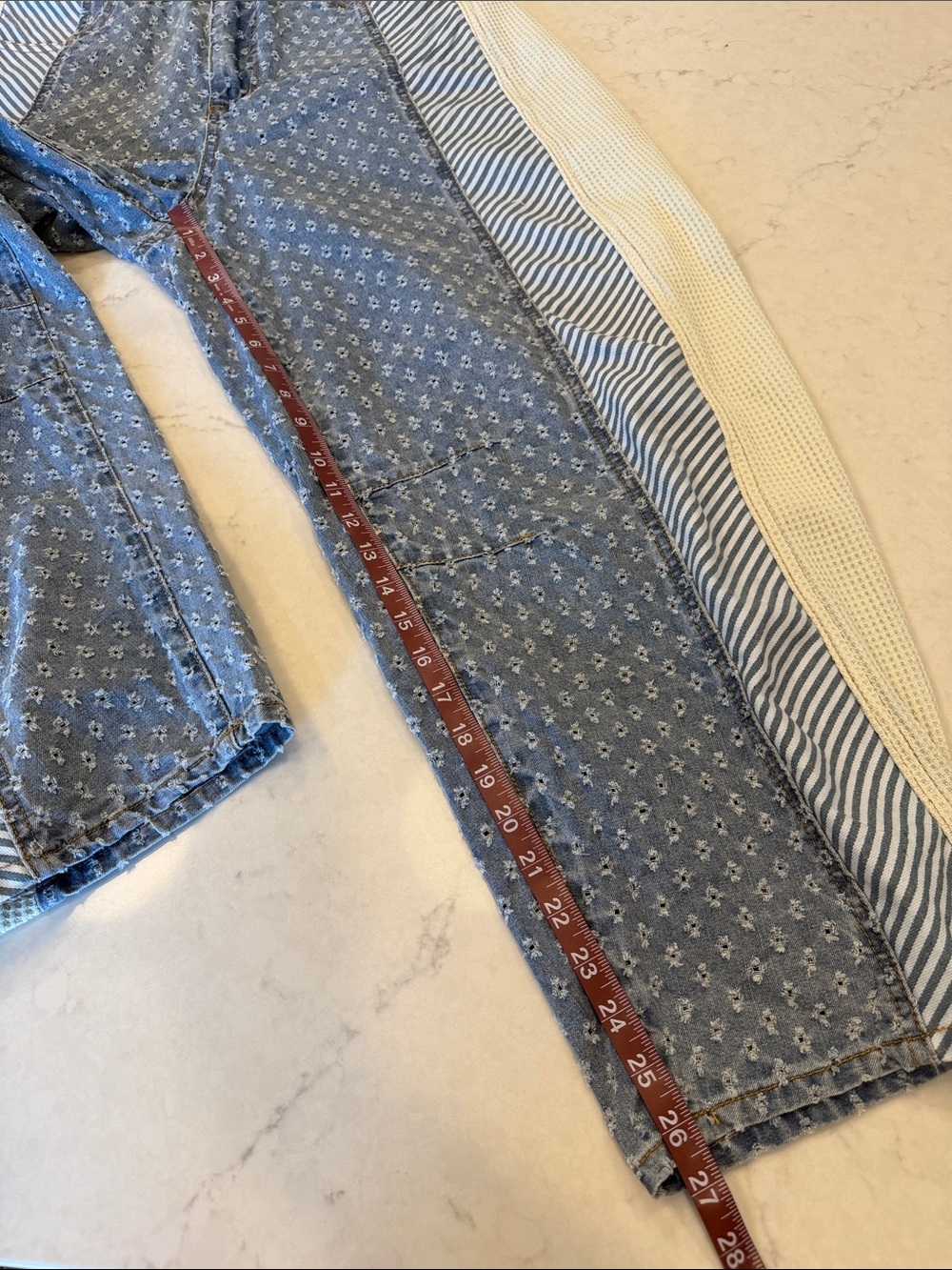 POL Luna Textured Barrel Pants Blue Patchwork Size Medium - Picture 10 of 10